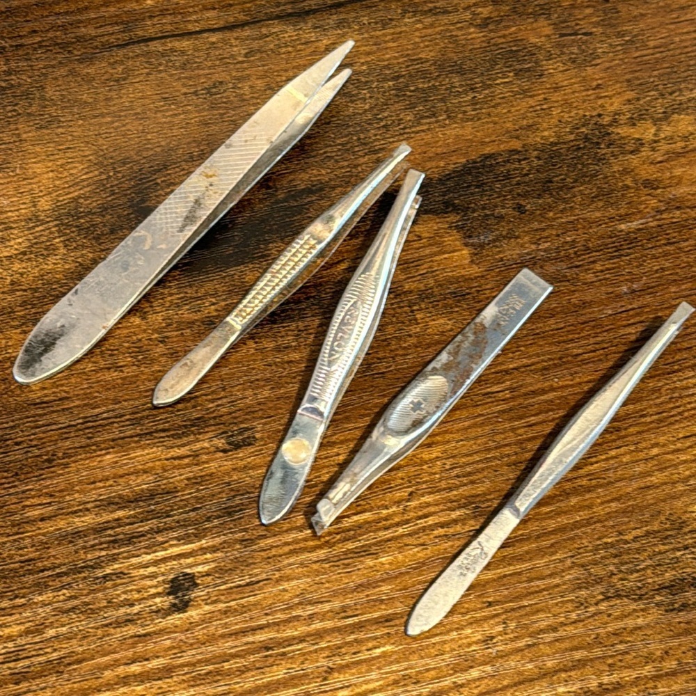 5 Vintage tweezers 2 Revlon 1 LaCross two unknown